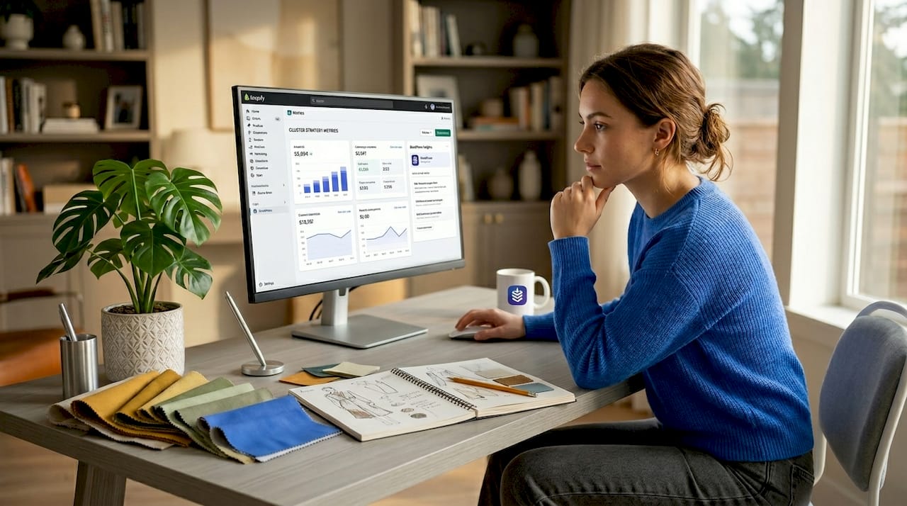 Entrepreneur reviewing fashion cluster strategy