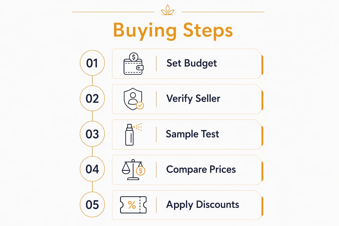Infographic illustrating step-by-step fragrance buying process