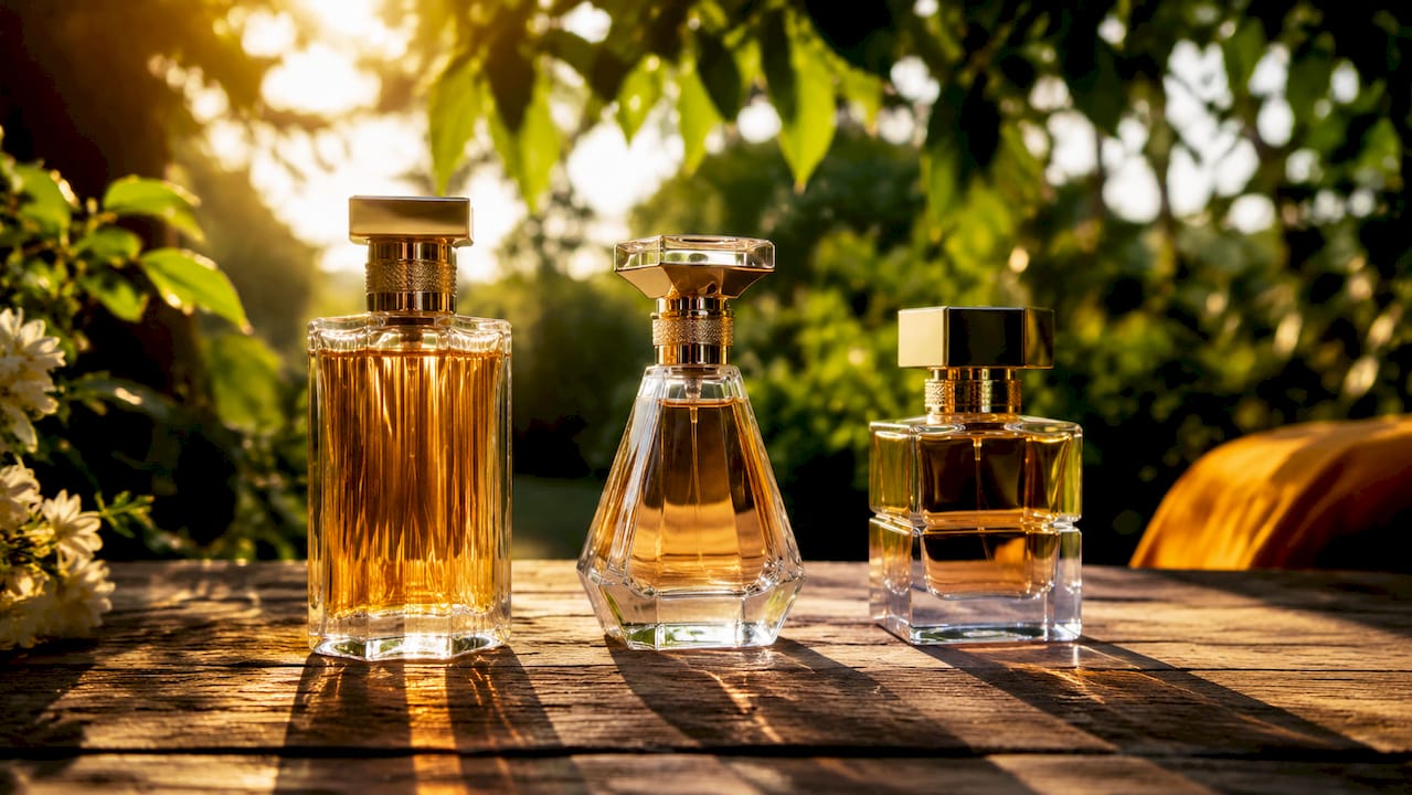 Perfume bottles displaying fragrance concentrations