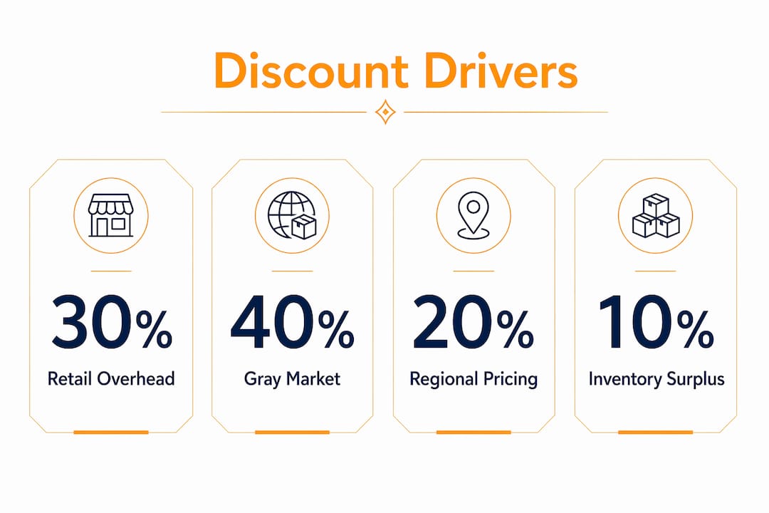 Infographic showing main reasons designer scents are discounted online