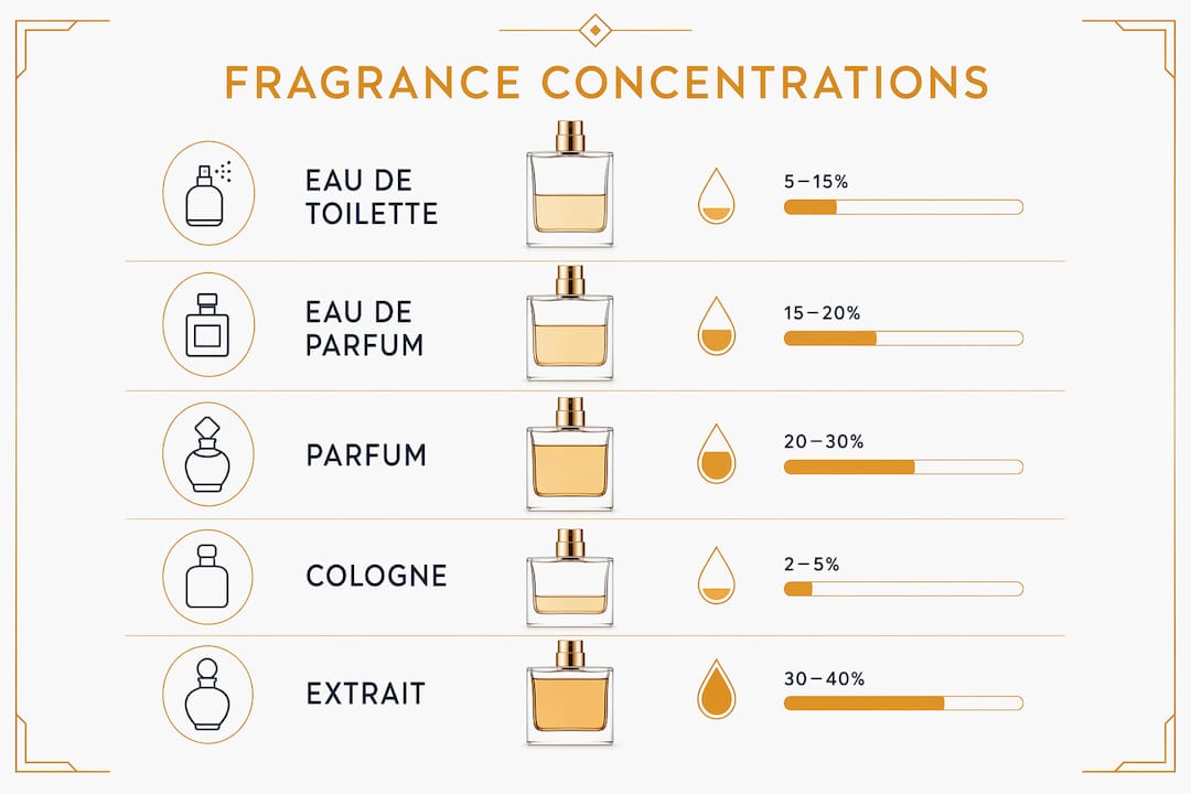 Infographic explaining perfume concentration types
