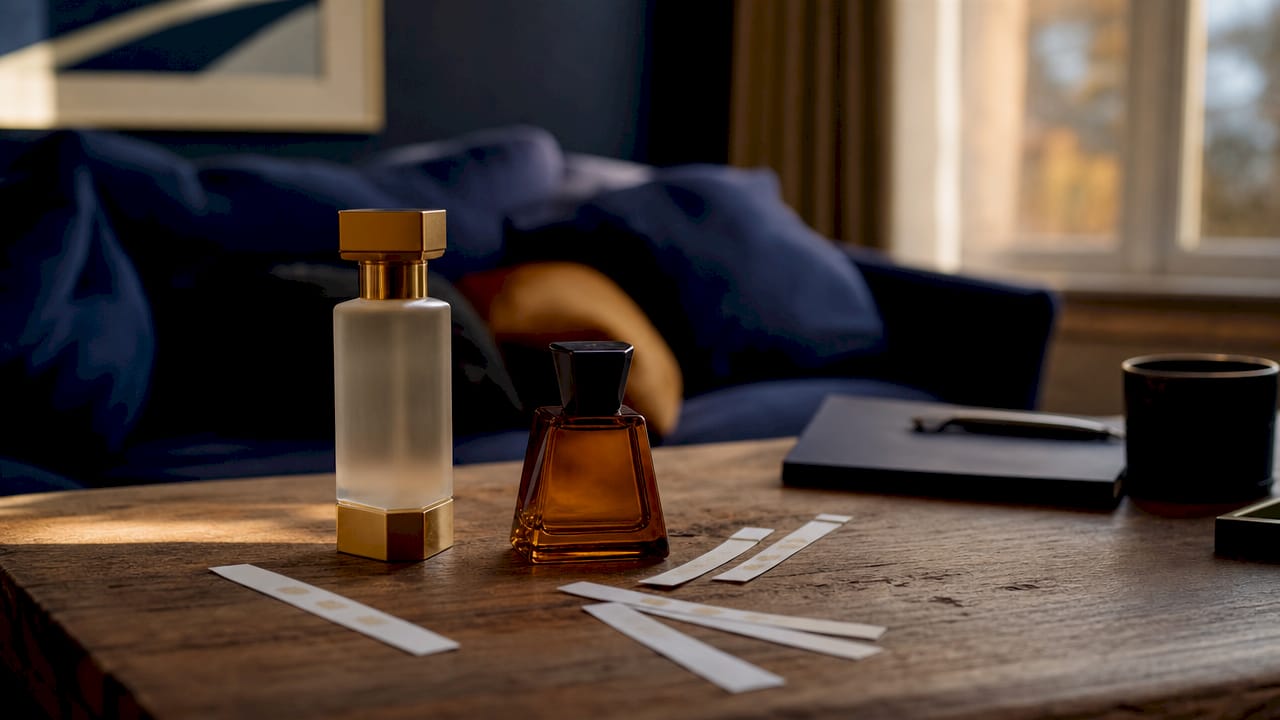 Comparison of luxury and affordable perfume bottles