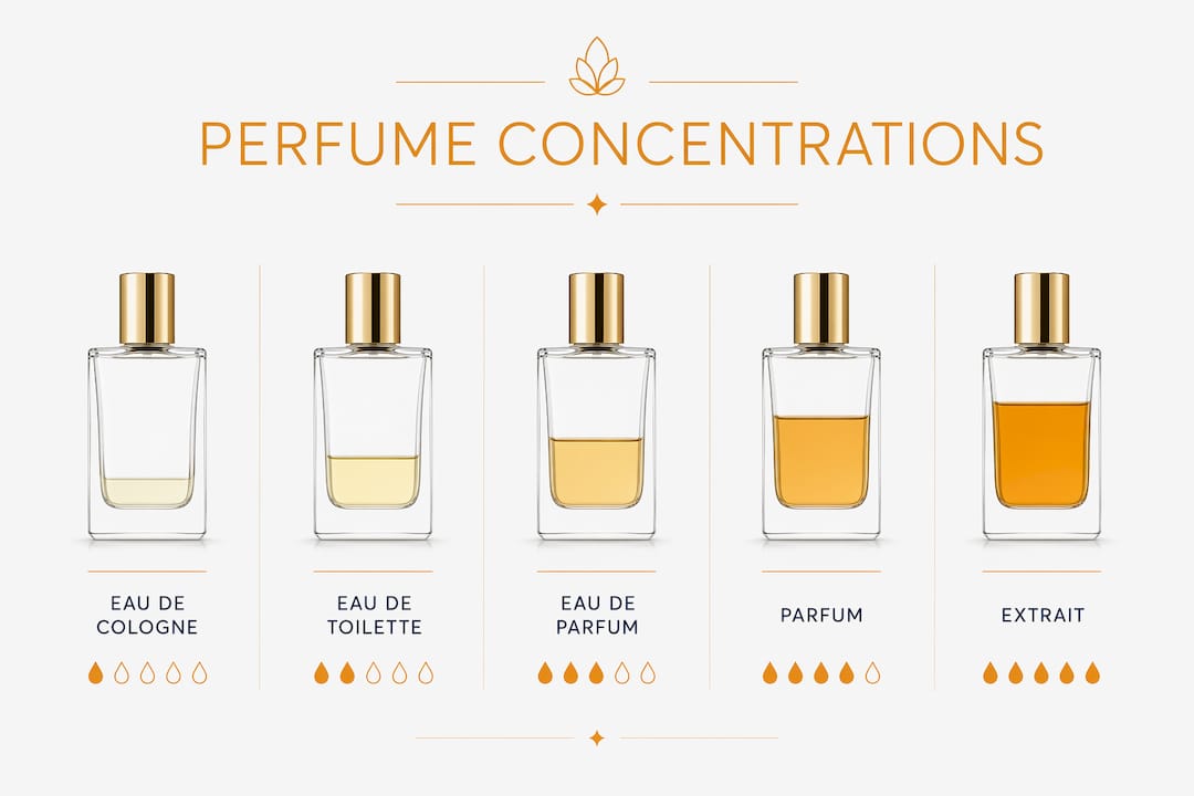 Infographic showing perfume concentration levels hierarchy