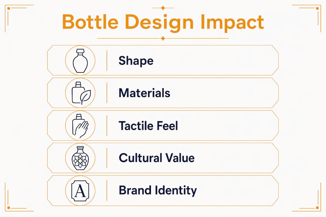 Infographic illustrating key aspects of perfume bottle design