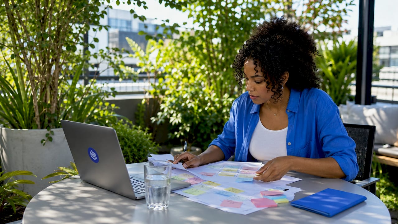 Marketing specialist reviewing SEO content clusters