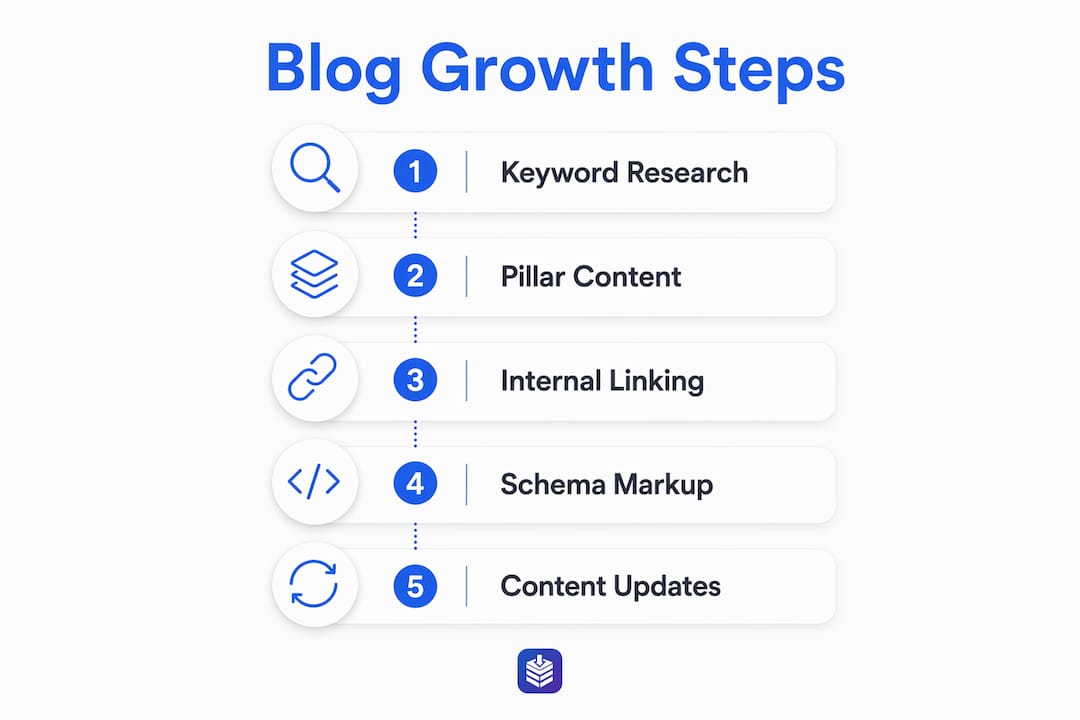 Infographic showing ecommerce blog growth steps