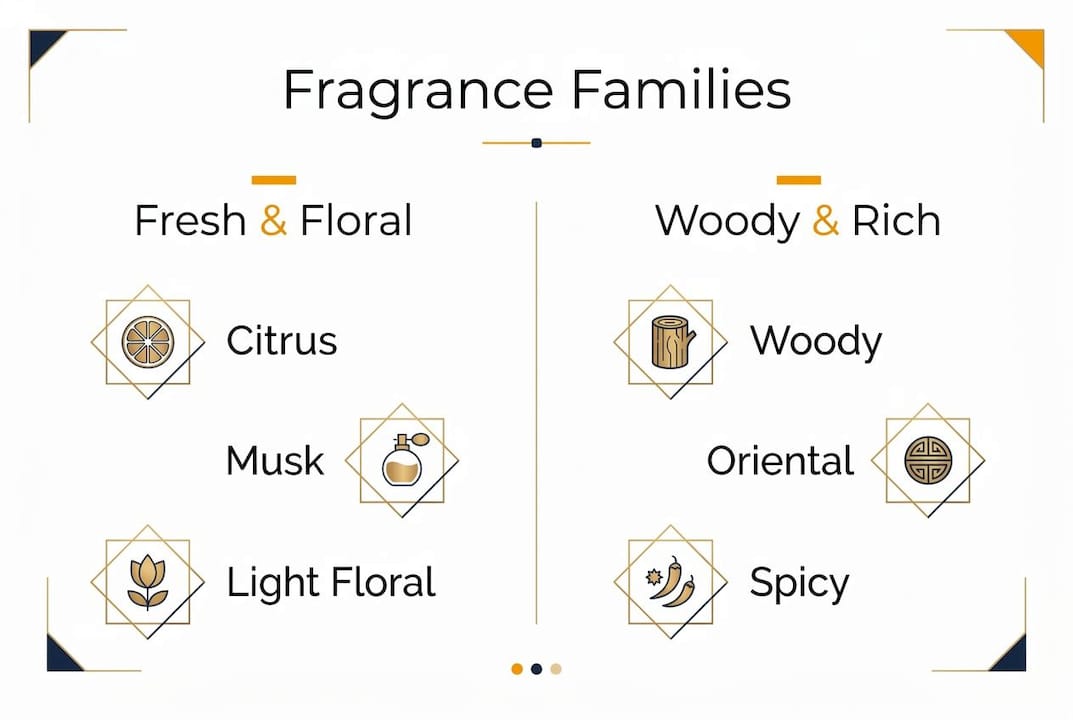 Infographic comparing fragrance family types