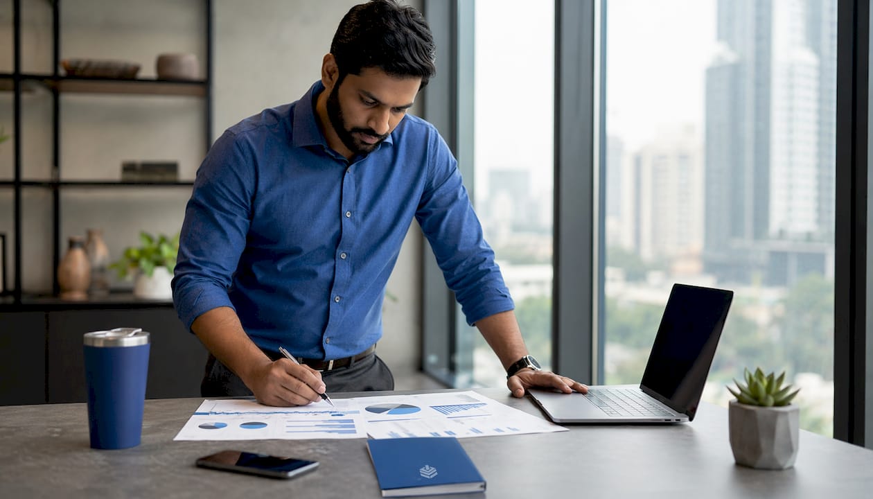 Man reviewing SEO performance reports