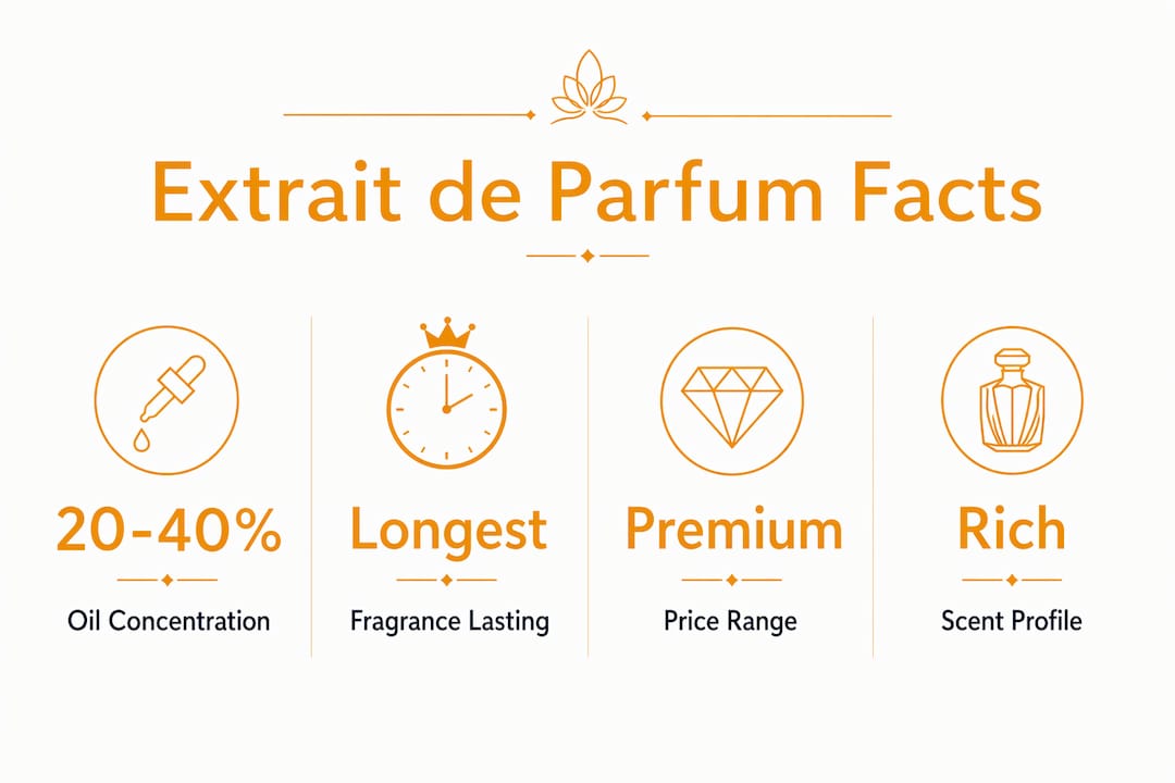 Infographic presenting extrait de parfum key facts