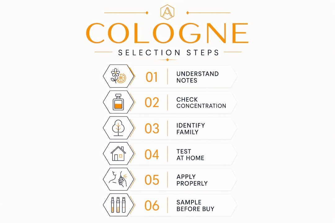 Infographic showing steps for cologne selection
