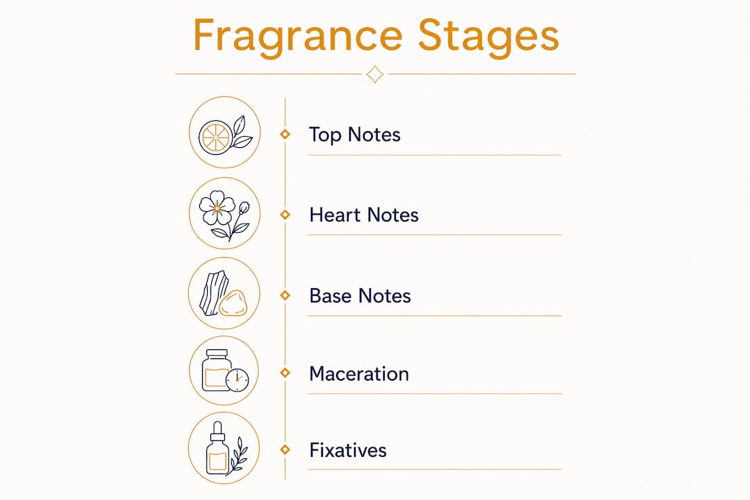 Infographic illustrating fragrance creation stages