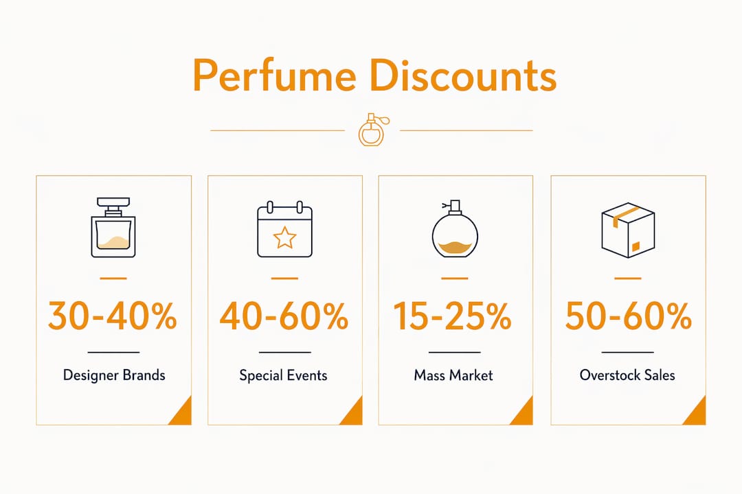 Infographic showing perfume discount percentage ranges