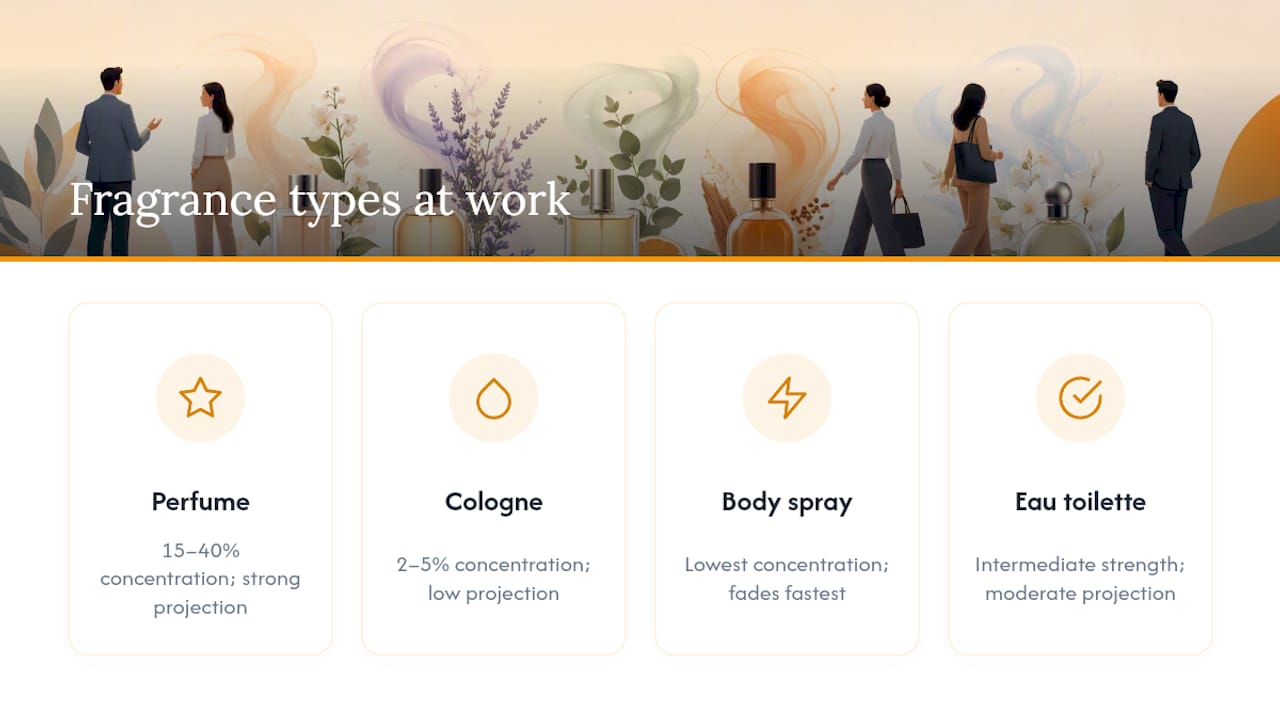 Comparison of fragrance formats for office wear