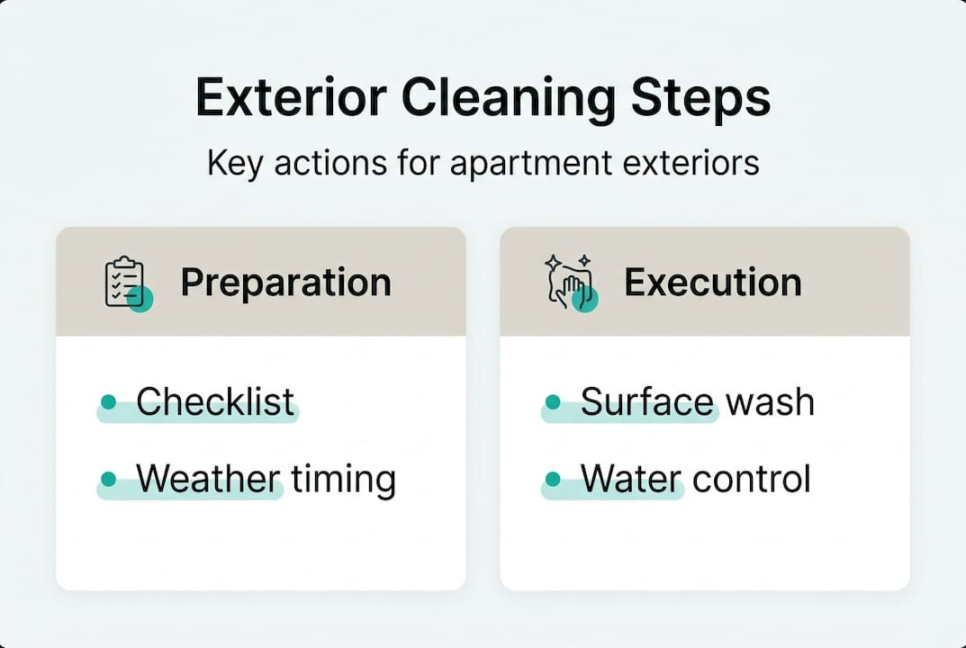 Infographic highlighting key exterior cleaning steps