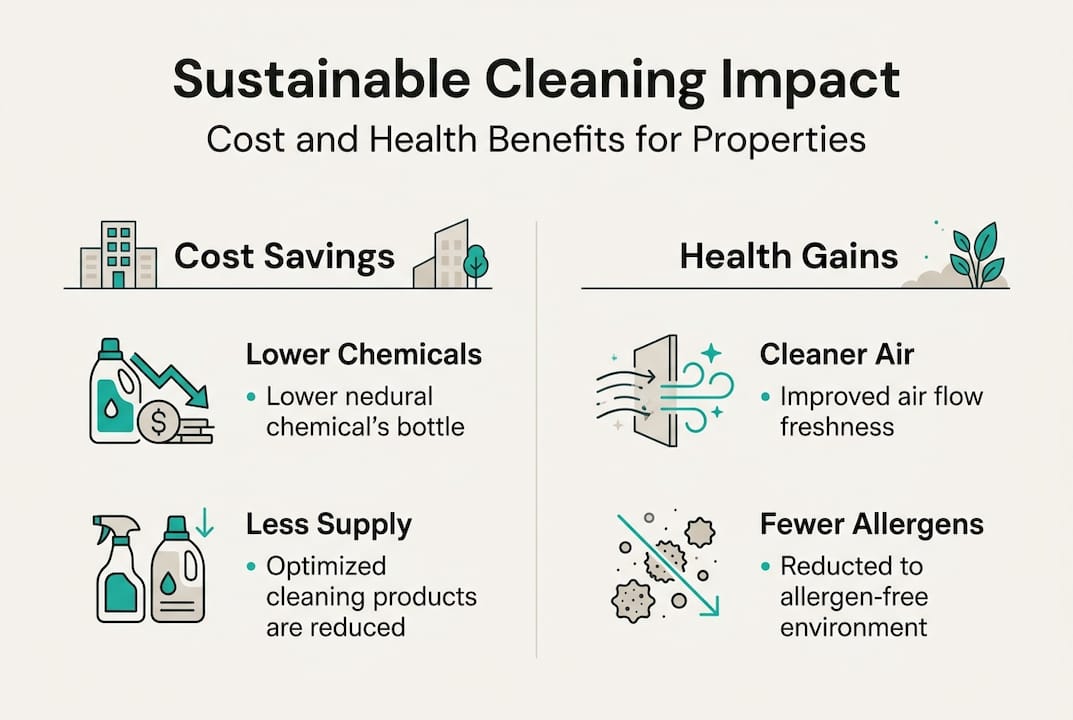 Infographic showing cost and health benefits of sustainable cleaning
