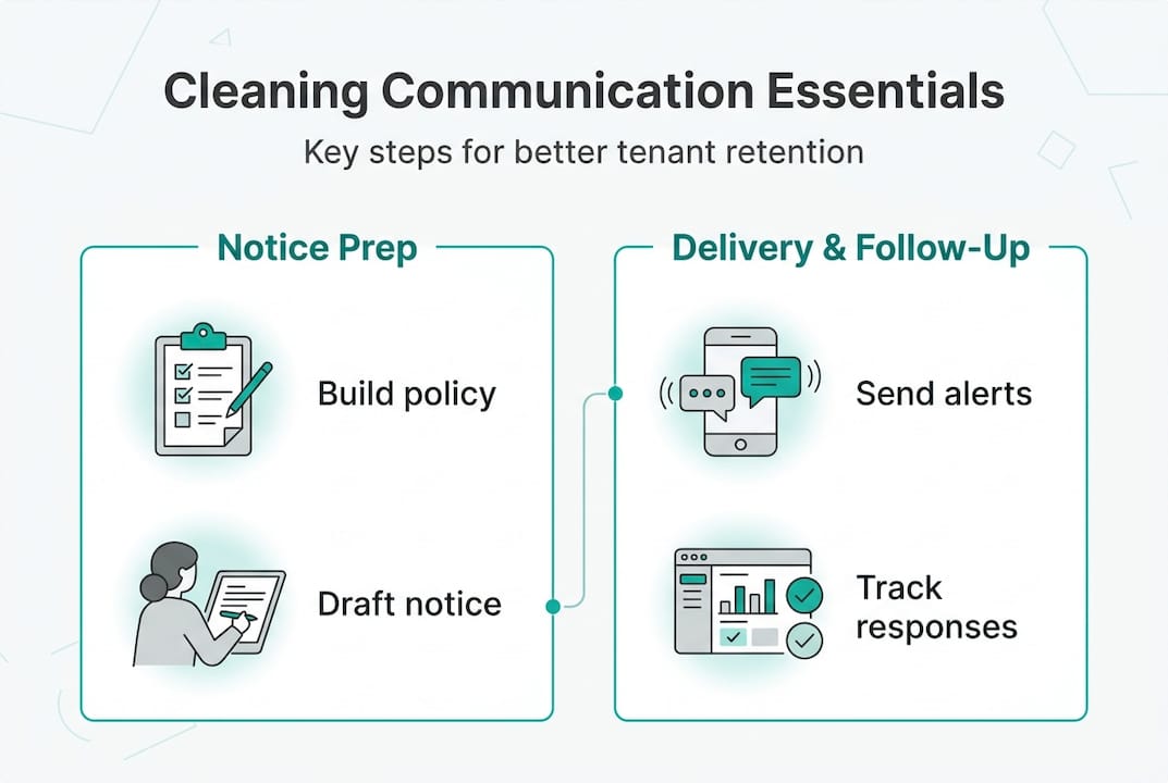 Infographic showing cleaning communication checklist steps