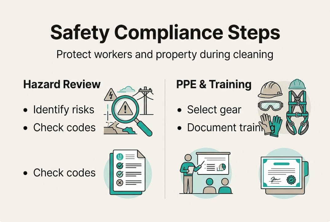 Infographic with safety steps for cleaning
