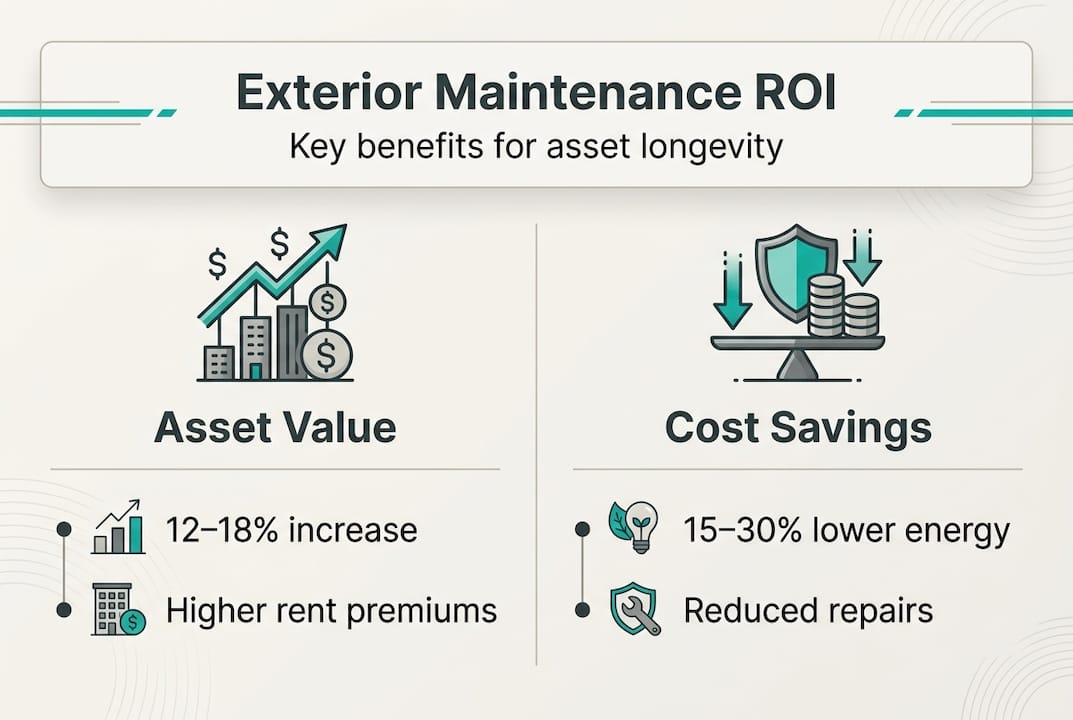 Infographic showing exterior maintenance benefits