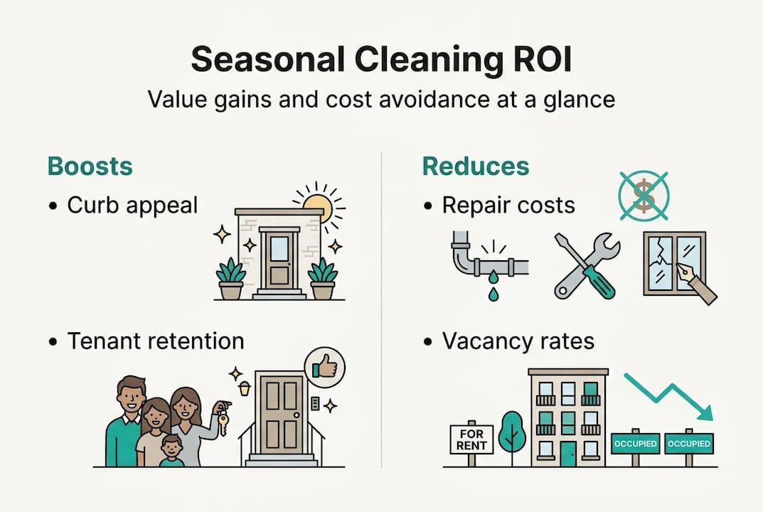 Infographic summarizing seasonal cleaning ROI benefits