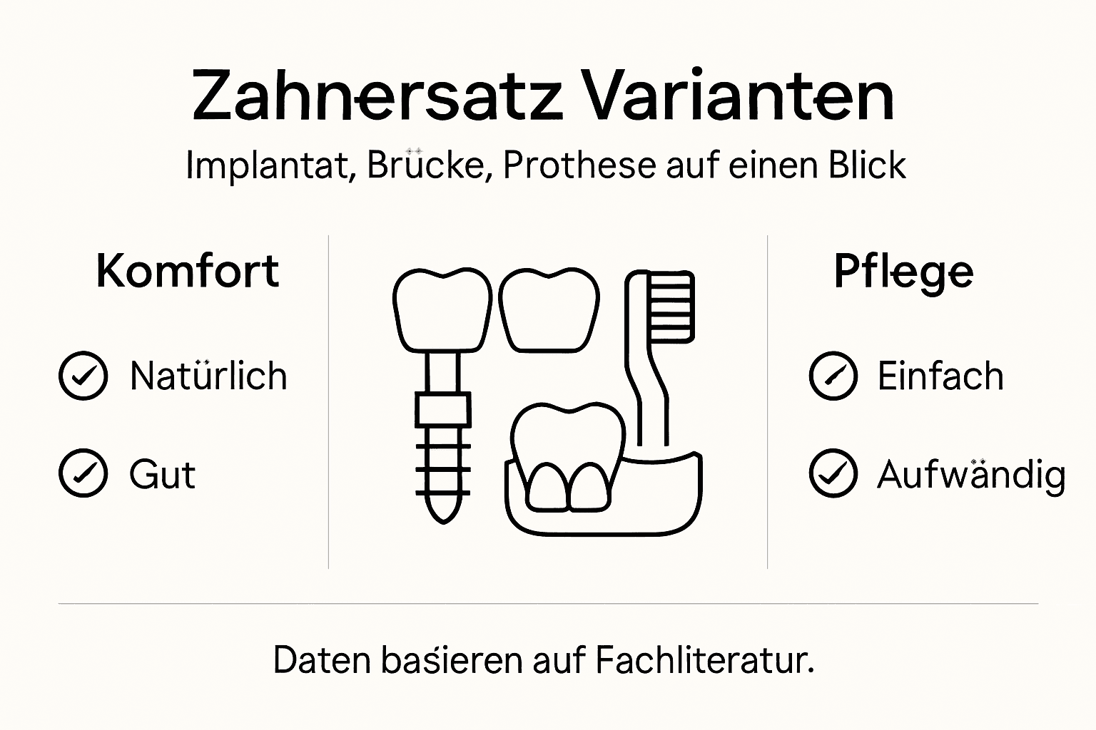Übersicht der verschiedenen Möglichkeiten für Zahnersatz – ein Vergleich auf einen Blick