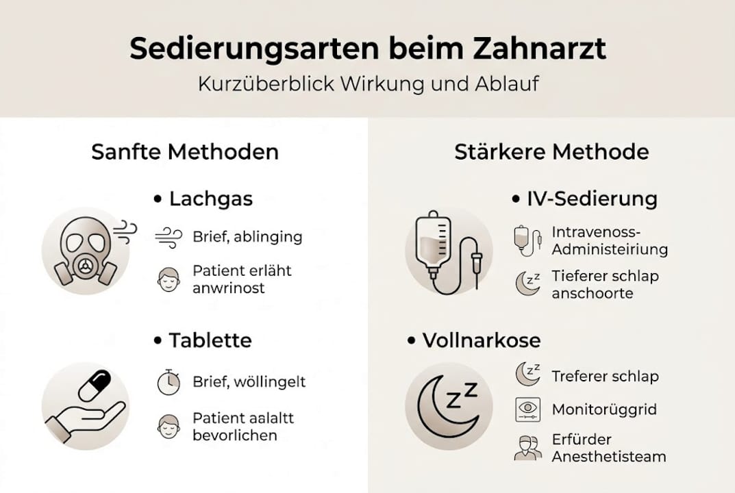 Infografik: Überblick über verschiedene Sedierungsformen und deren Wirkungsweise