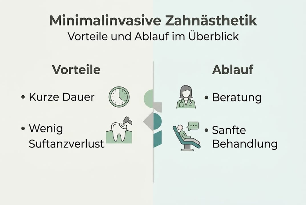 Infografik: Die Vorteile und der typische Ablauf einer ästhetischen Zahnbehandlung