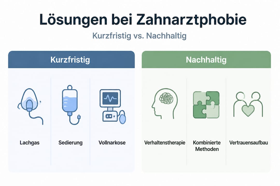 Infografik: Soforthilfe und langfristige Strategien gegen Zahnarztangst