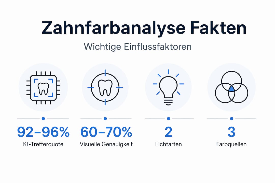 Übersichtliche Infografik: Wissenswertes rund um die Analyse von Zahnfarben