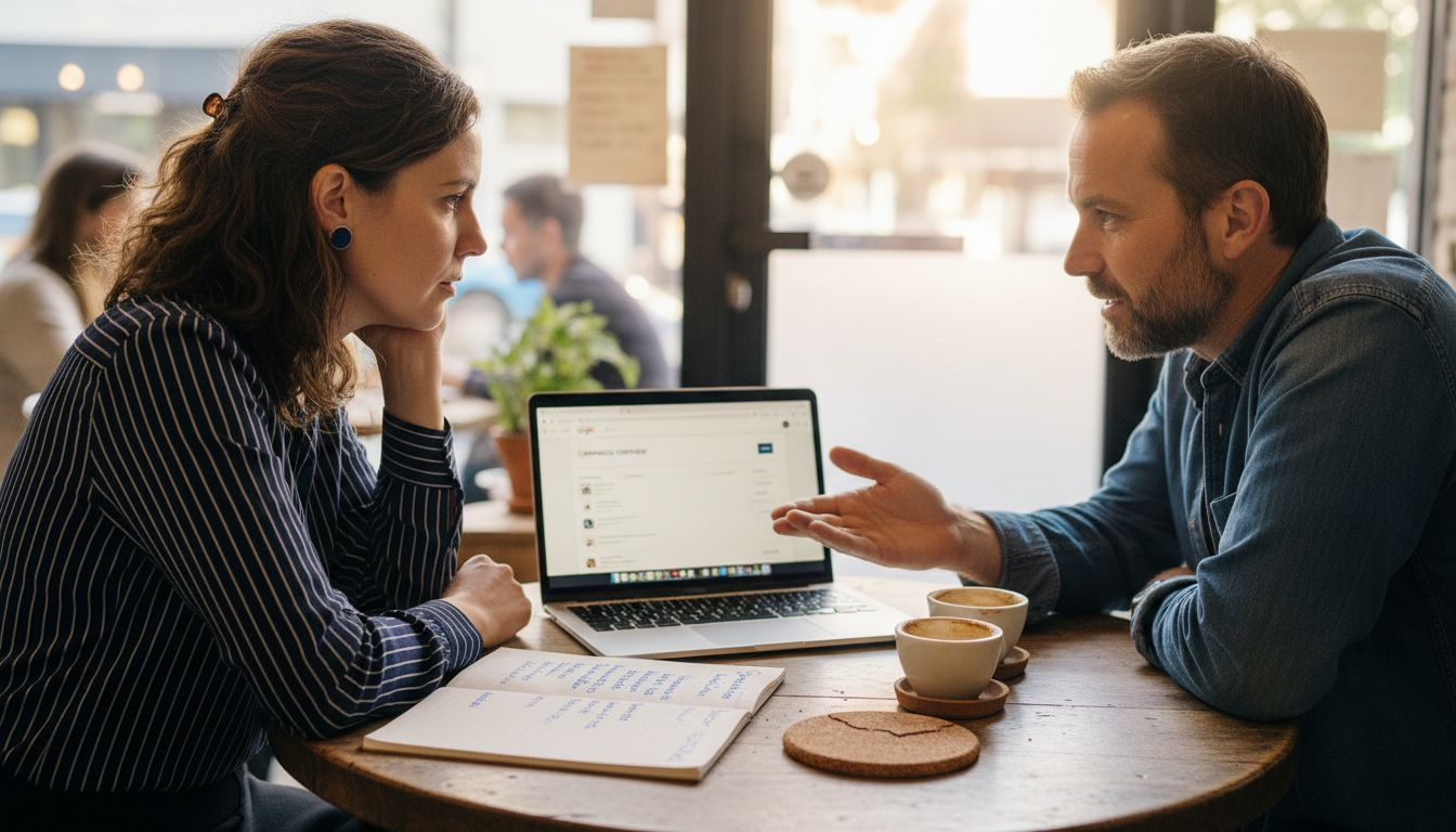 Consultant and client discussing PPC platforms