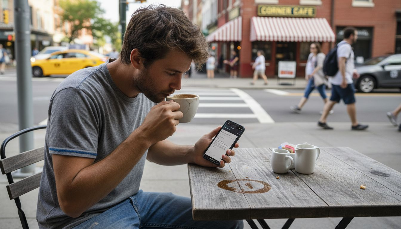 Consumer searching local businesses on phone