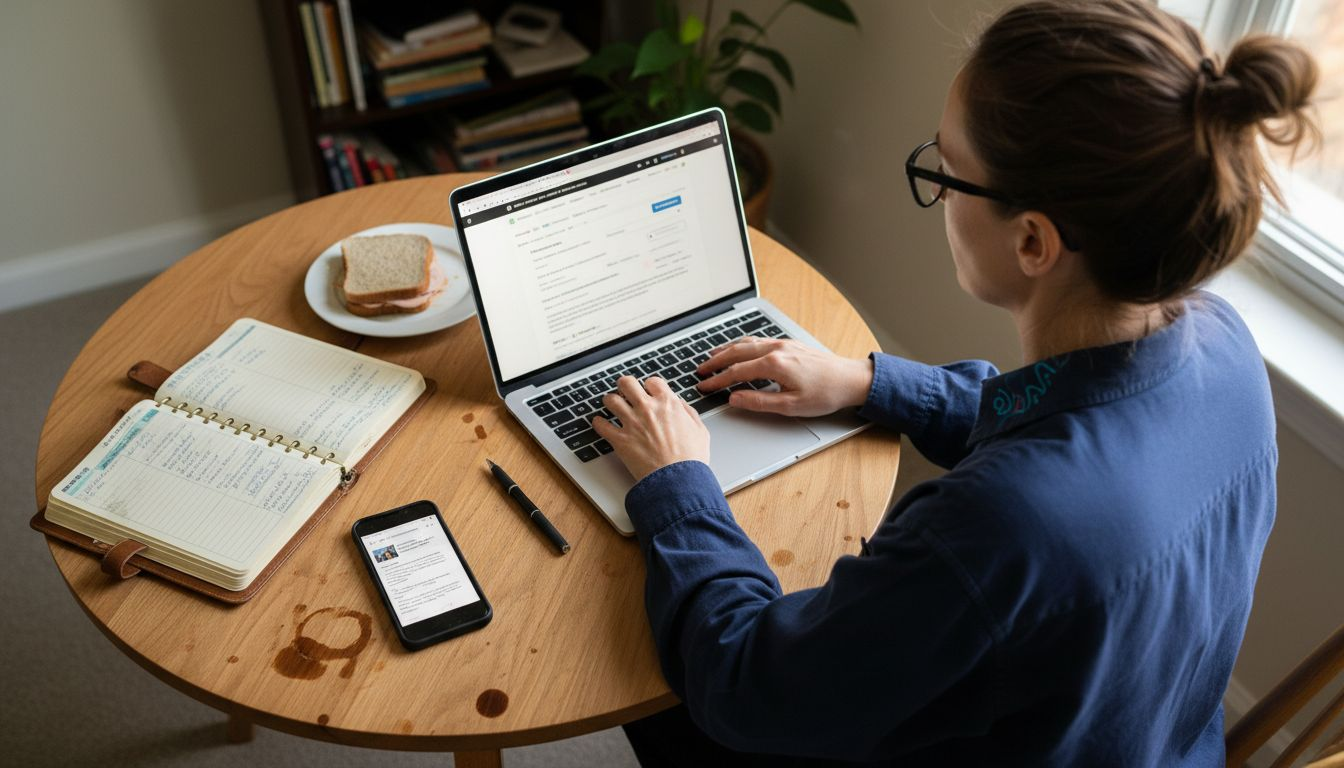 Business owner updates online citations at table
