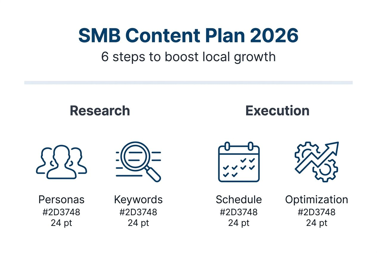 Infographic covering SMB content plan steps