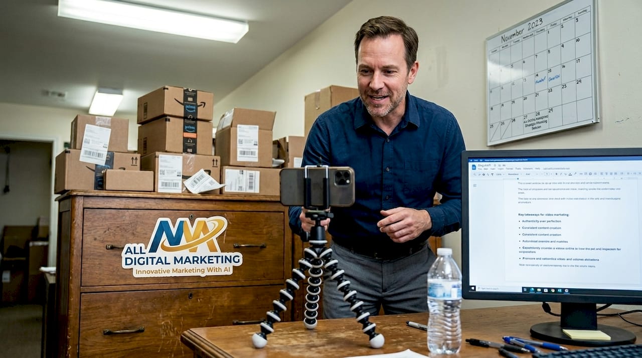 Creating content in a small business office