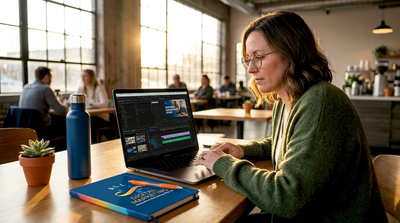 Small business owner editing awareness stage videos