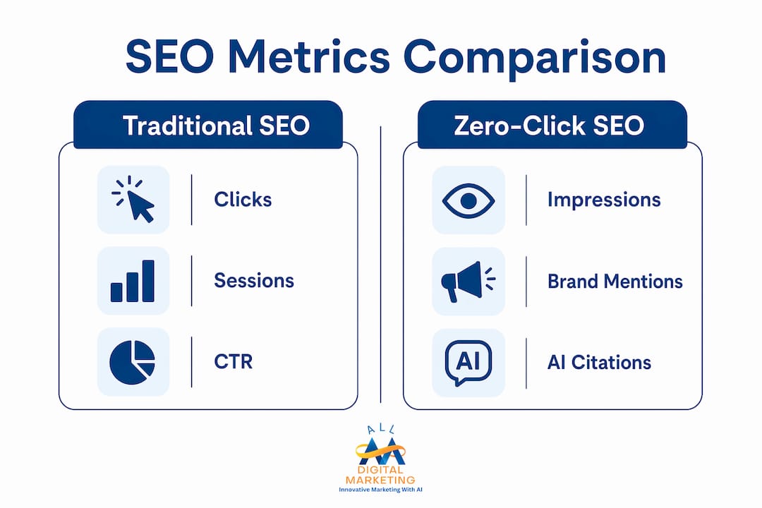 Comparison infographic of SEO metric categories
