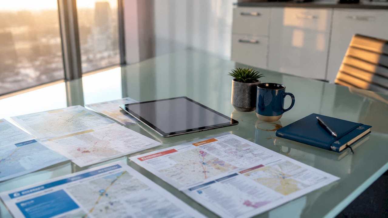 Business listing sheets and tablet on office table