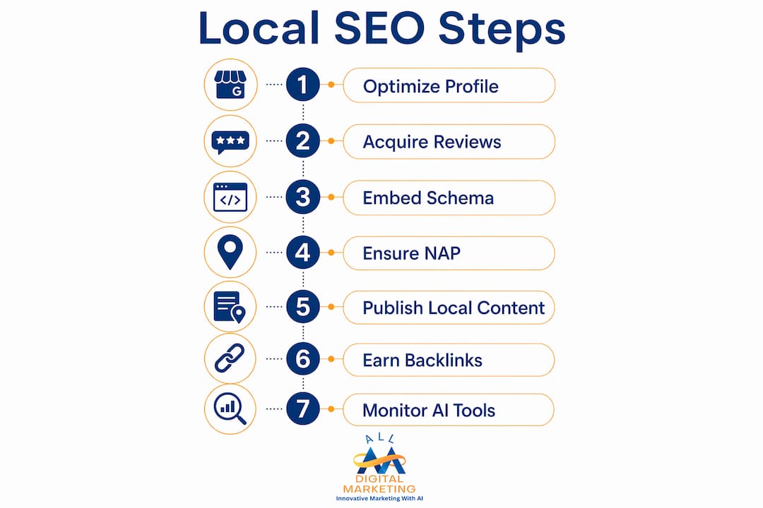Infographic showing local SEO lead generation steps