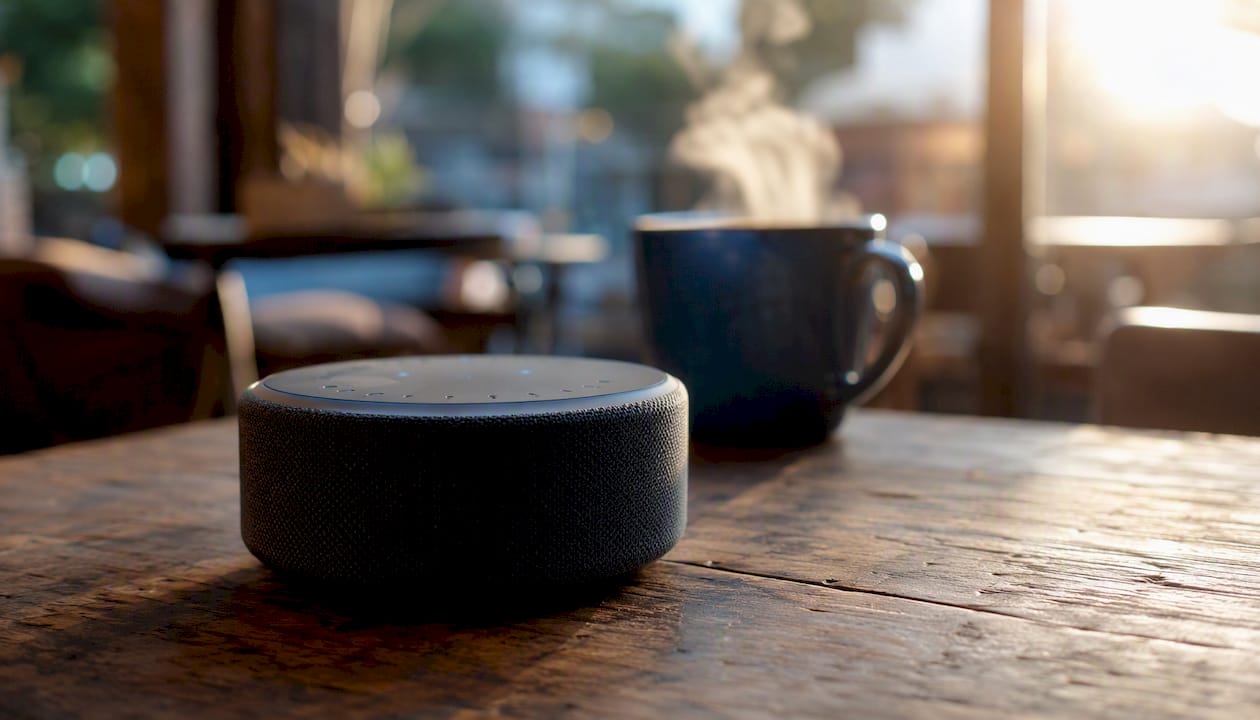 Unbranded smart speaker used for local voice search