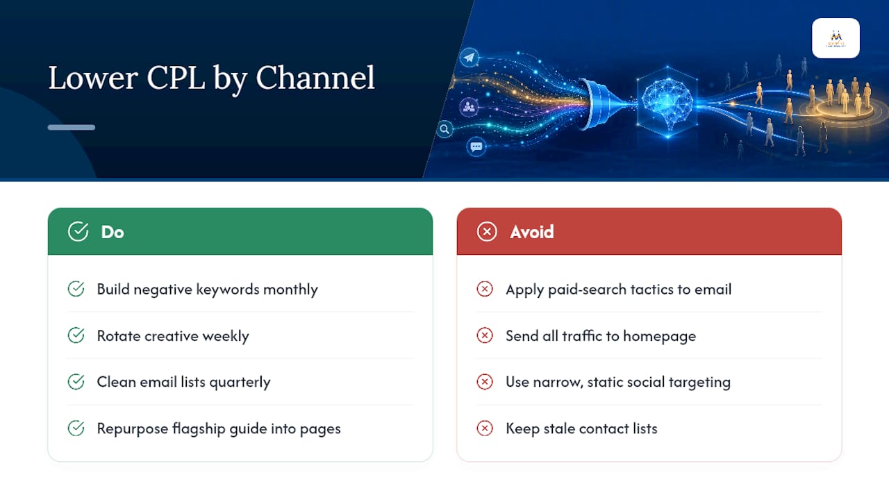 Channel-by-Channel Ways to Lower Lead Costs — overview diagram