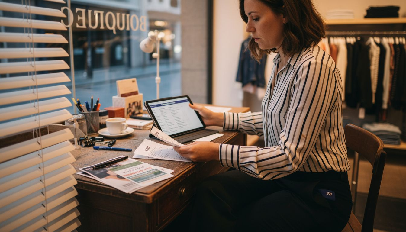 The sales advisor consults the customer's information on his tablet.