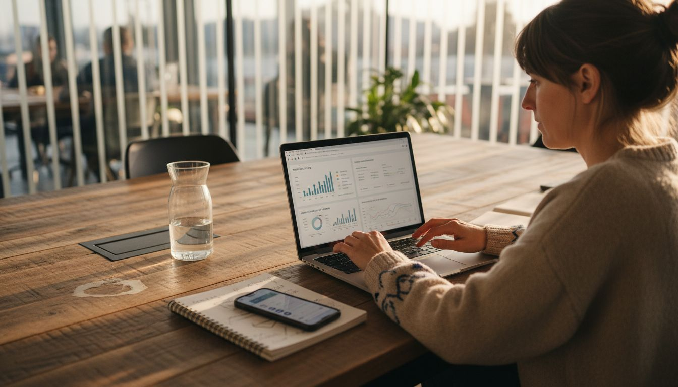 An expert analyzes website traffic statistics on his dashboard.