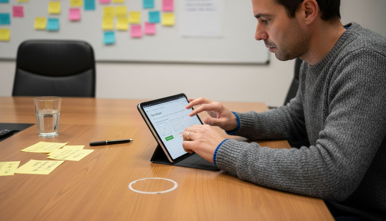 A person exploring the interface on a tablet