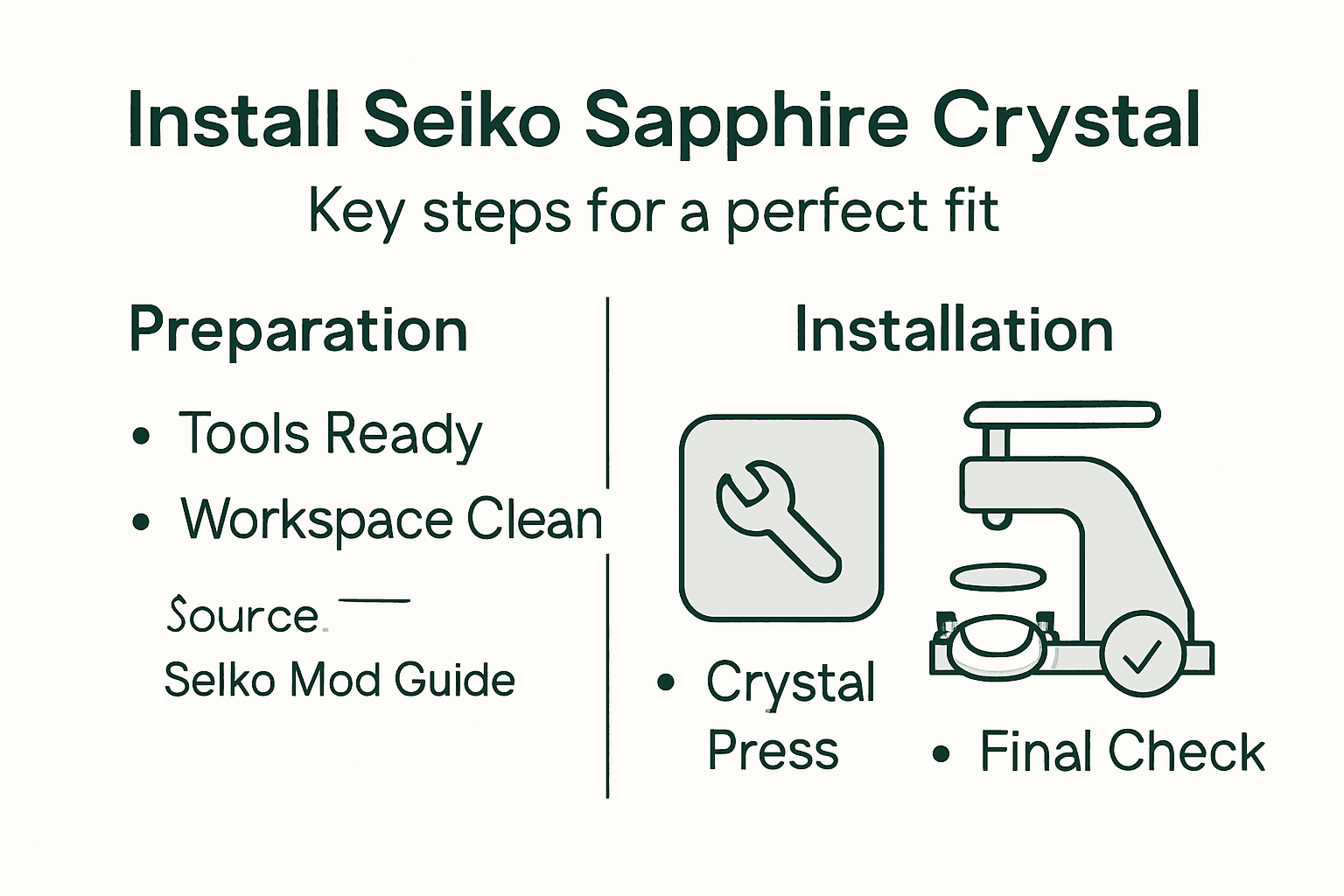 Infographic shows Seiko sapphire installation steps