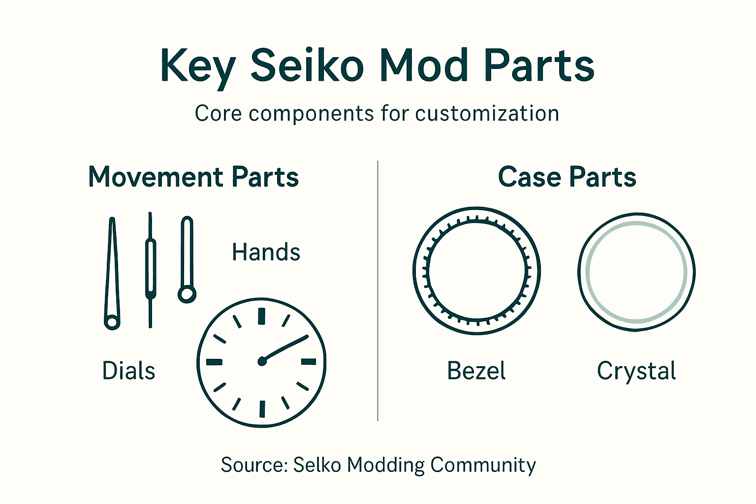 Infographic Seiko mod parts categories