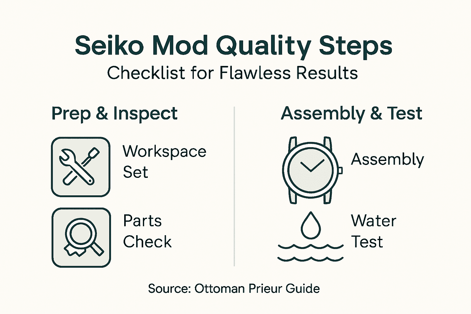 Infographic of Seiko mod quality checklist steps