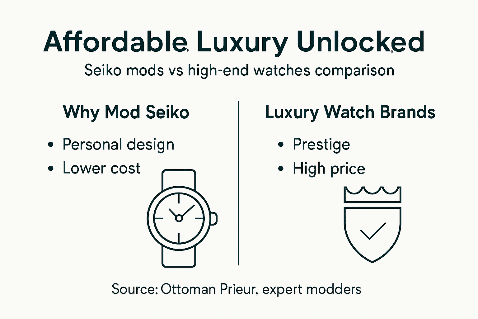 Infographic comparing Seiko mods and luxury watches