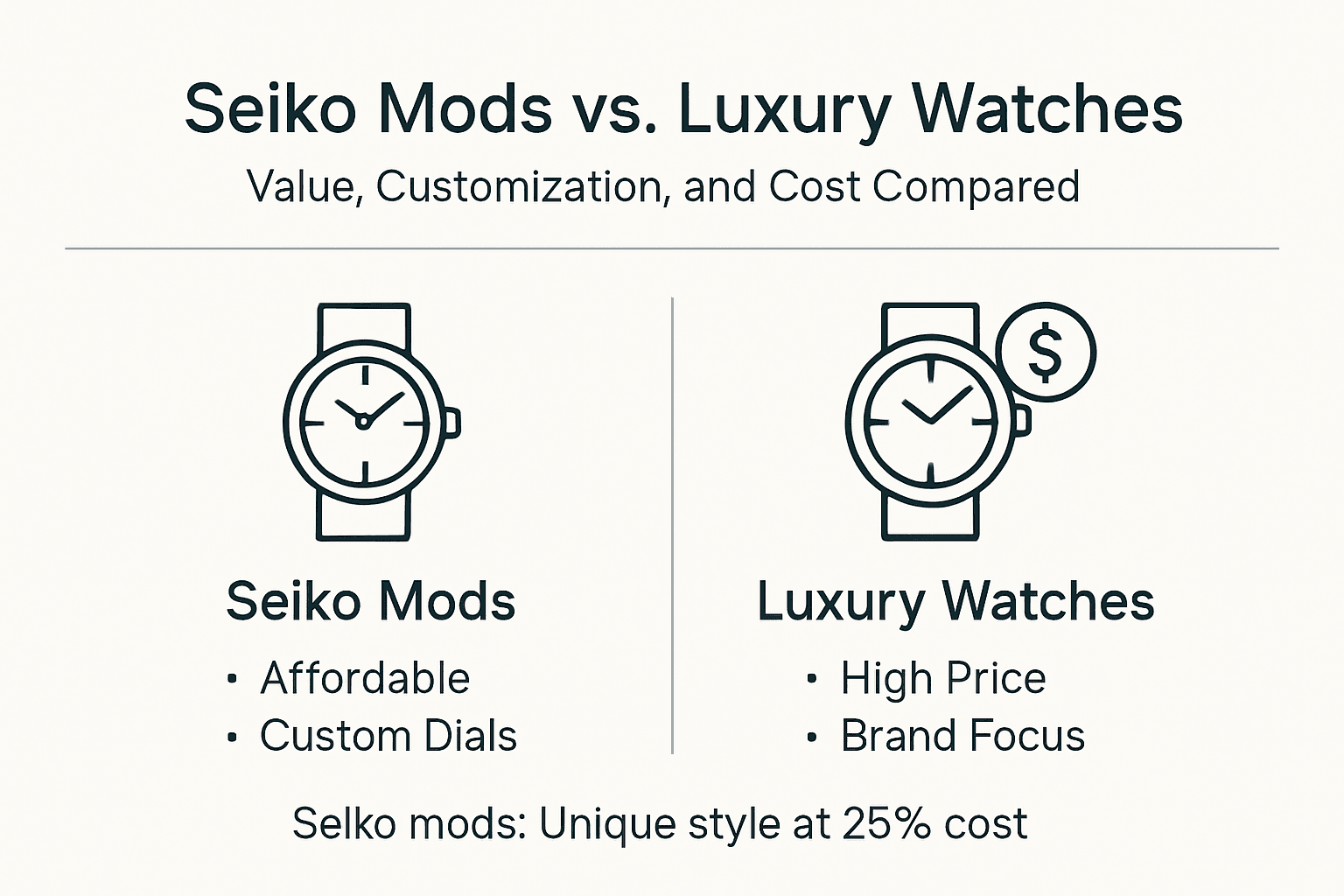 Infographic comparing Seiko mods and luxury watches