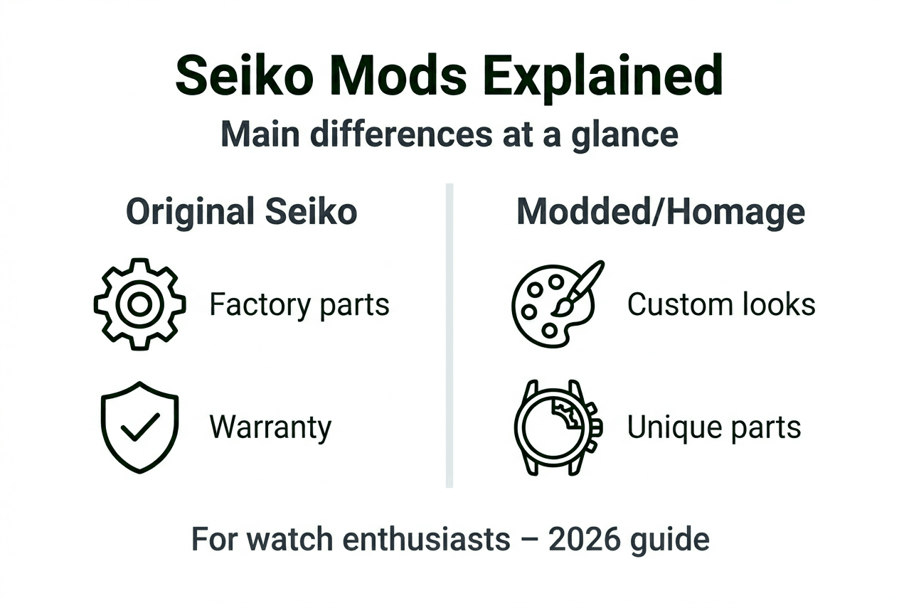 Infographic comparing Seiko mods and originals