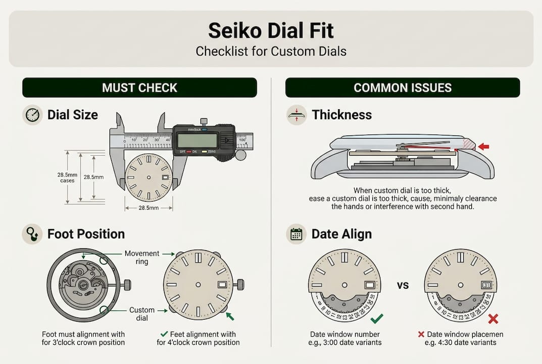 Infographic explains Seiko dial compatibility steps