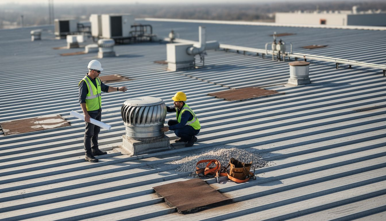 Foreman overseeing industrial roof work